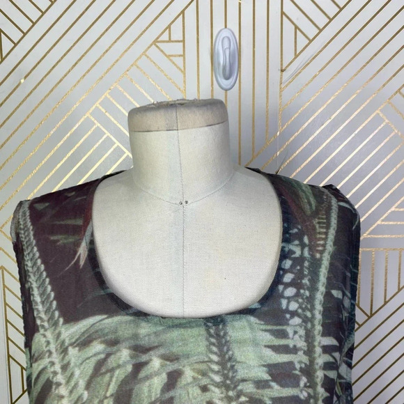 Wildfox Palm Jungle‎ Breezy Graphic Logo Tank Top Green Semi Sheer Size US Small - Picture 3 of 12